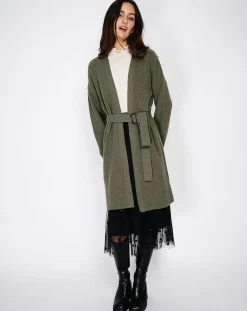 Outlet C & JO Cachemire Cardigan en Cachemire mélangé Béatrice kaki