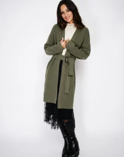 Outlet C & JO Cachemire Cardigan en Cachemire mélangé Béatrice kaki