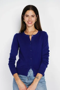 Best Assuili Cardigan en Cachemire mélangé ras de cou bleu nuit