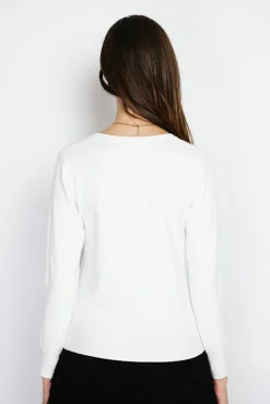 Femme Assuili Cardigan en Cachemire mélangé ras de cou naturel