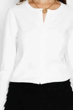 Femme Assuili Cardigan en Cachemire mélangé ras de cou naturel