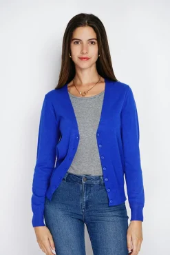 Clearance Assuili Cardigan en Cachemire mélangé col V royal