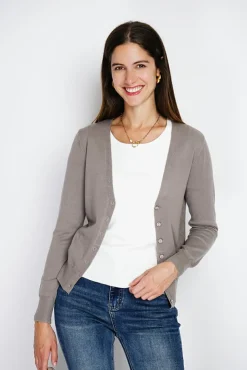 Clearance Assuili Cardigan en Cachemire mélangé col V taupe