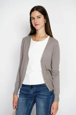 Clearance Assuili Cardigan en Cachemire mélangé col V taupe