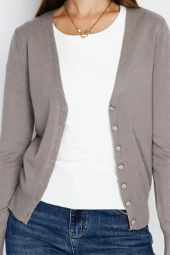 Clearance Assuili Cardigan en Cachemire mélangé col V taupe