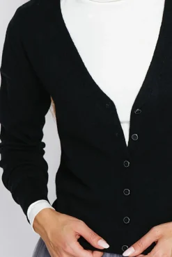 New Assuili Cardigan en Cachemire mélangé col V noir