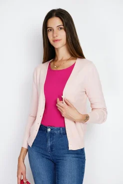 New Assuili Cardigan en Cachemire mélangé col V rose