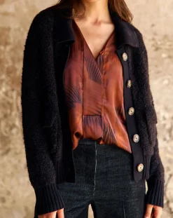 Femme Lauren Vidal Cardigan en Laine & Alpaga mélangés Manon noir
