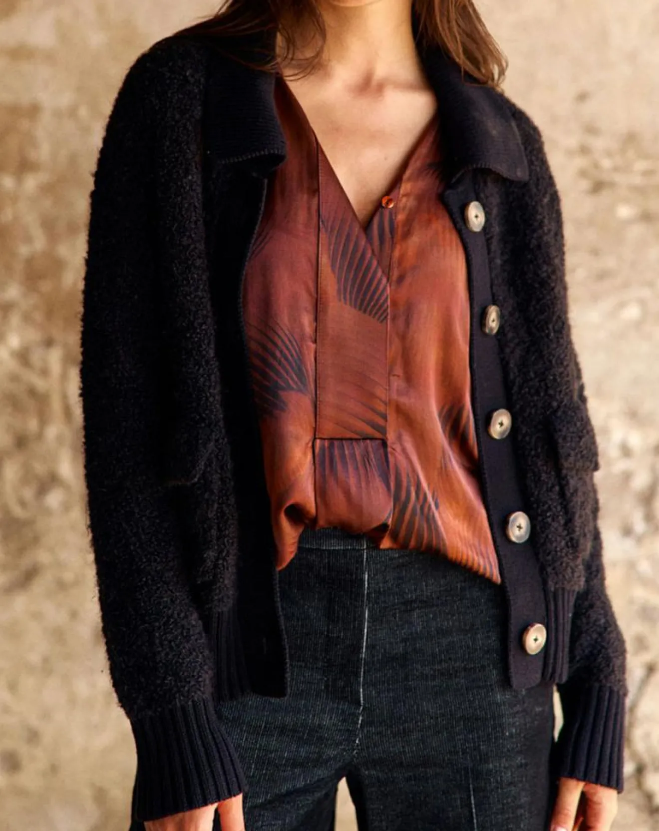 Femme Lauren Vidal Cardigan en Laine & Alpaga mélangés Manon noir