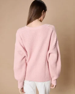 Femme Oscar et Louise Cardigan en Laine & Cachemire mélangés Noémie vieux rose