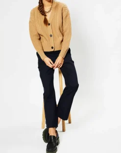 Femme Galeries Lafayette Cardigan en Laine & Cachemire Fabiola T col V beige