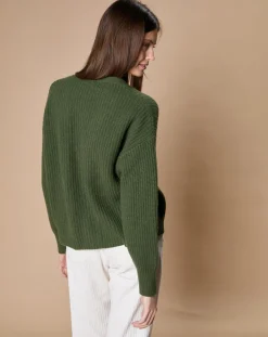 Clearance Oscar et Louise Cardigan en Laine & Cachemire mélangés Noémie kaki