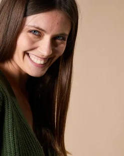 Clearance Oscar et Louise Cardigan en Laine & Cachemire mélangés Noémie kaki