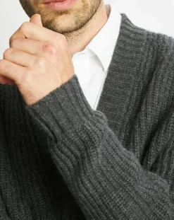 Hot Galeries Lafayette Cardigan en Laine & Cachemire Potecard Gulet Boxy gris foncé