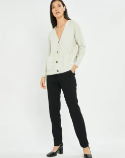 Femme Lauren Vidal Cardigan en Laine & Mohair mélangés Basal à sequins blanc perle