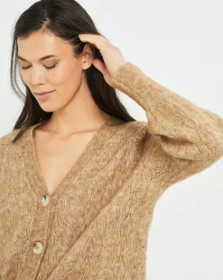 Femme Lauren Vidal Cardigan en Laine & Mohair mélangés Seven sienne