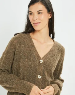 Femme Lauren Vidal Cardigan en Laine & Mohair mélangés Seven moka