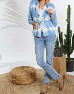 Hot Lauren Vidal Cardigan en Laine mélangée Store ciel