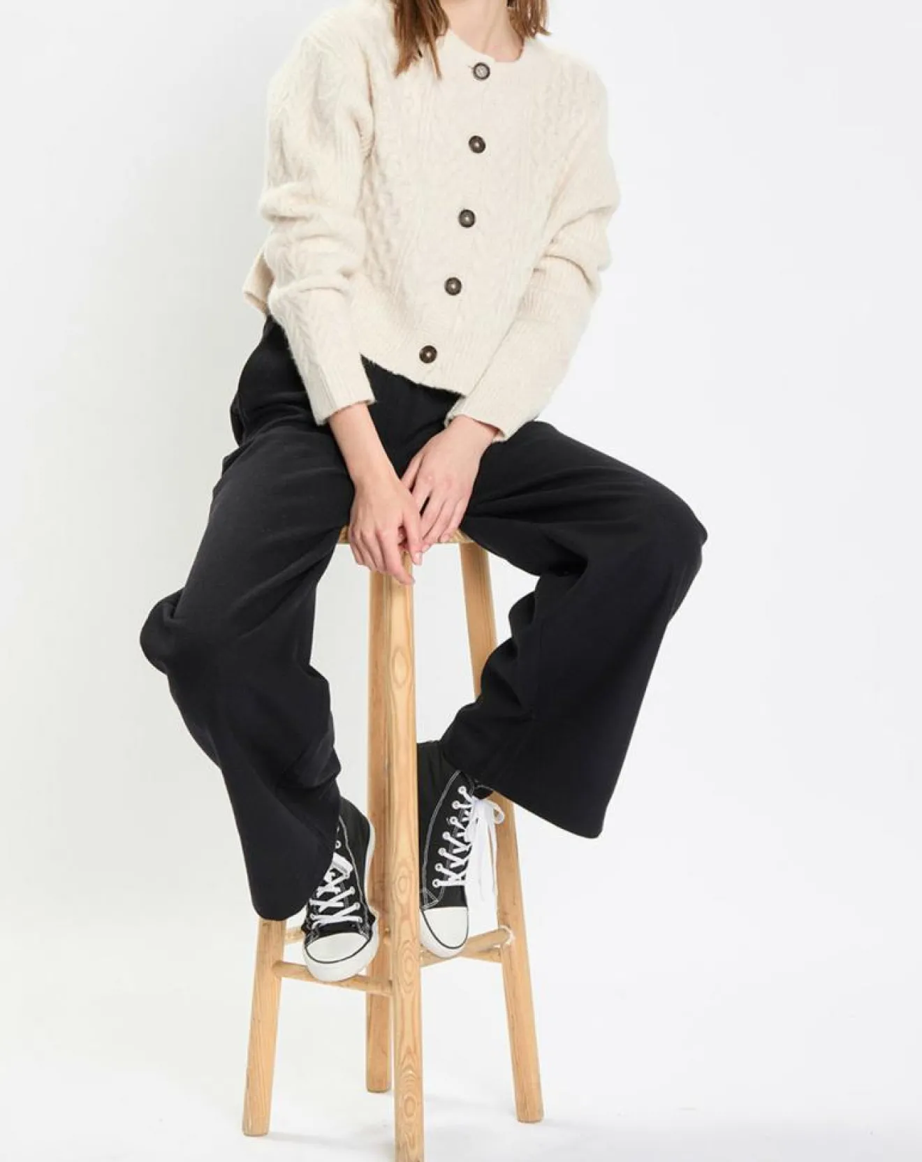 Femme Marc O'Polo Cardigan en Laine mélangée à torsades écru