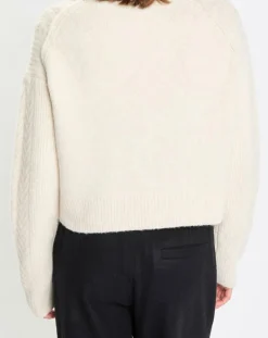 Femme Marc O'Polo Cardigan en Laine mélangée à torsades écru