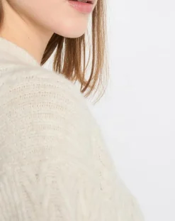 Femme Marc O'Polo Cardigan en Laine mélangée à torsades écru