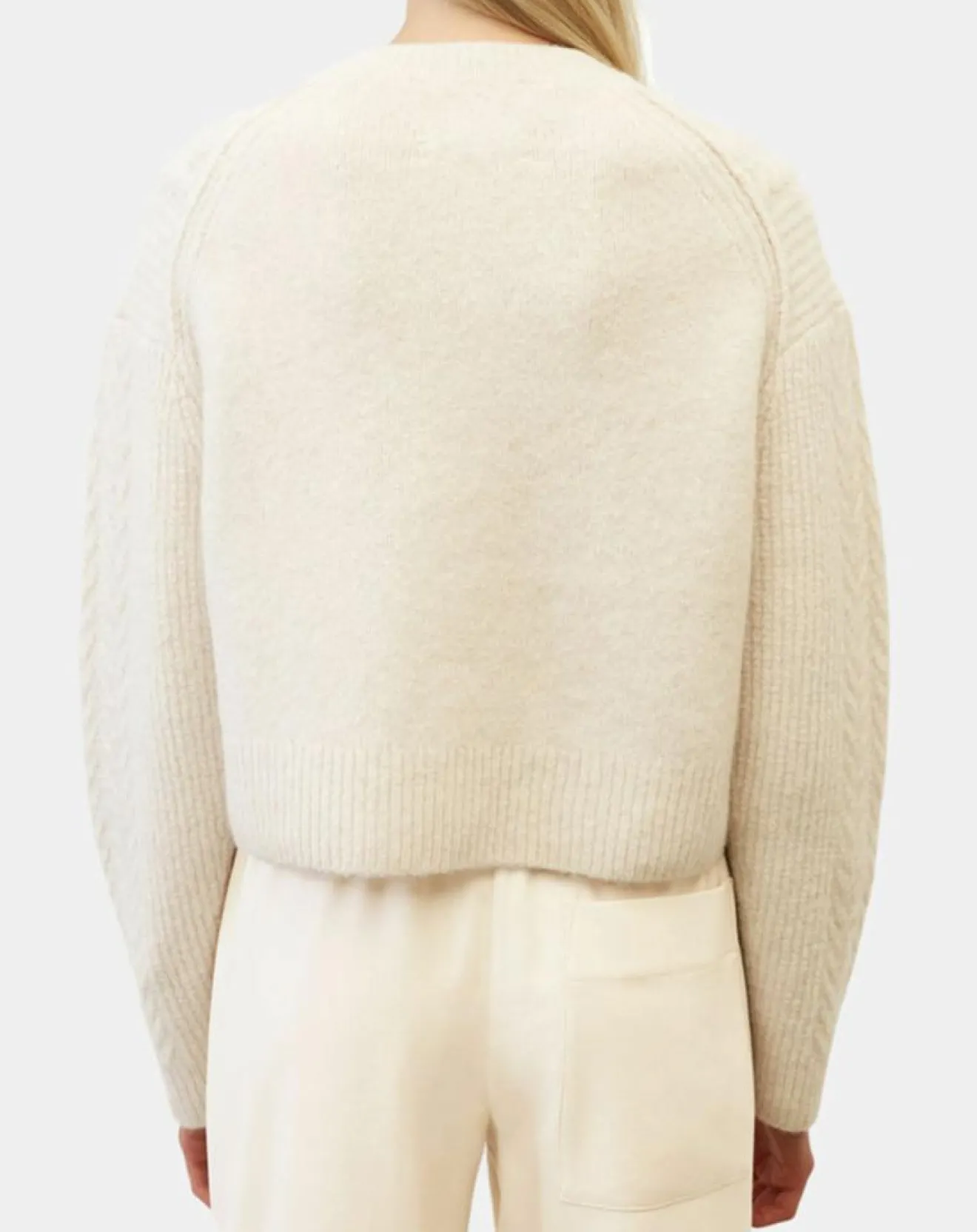 Femme Marc O'Polo Cardigan en Laine mélangée à torsades écru