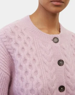 Femme Marc O'Polo Cardigan en Laine mélangée à torsades rose