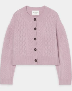 Femme Marc O'Polo Cardigan en Laine mélangée à torsades rose