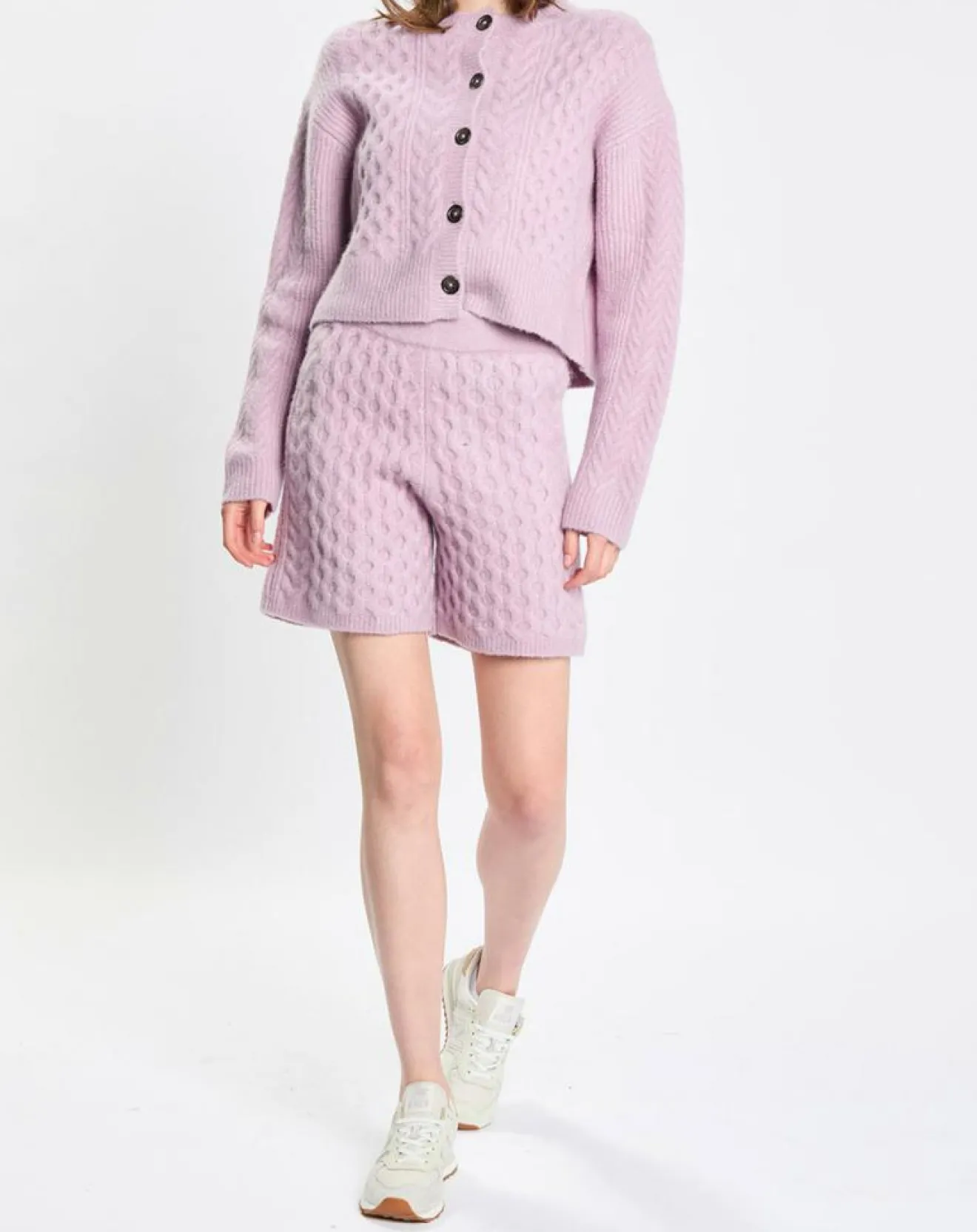 Femme Marc O'Polo Cardigan en Laine mélangée à torsades rose
