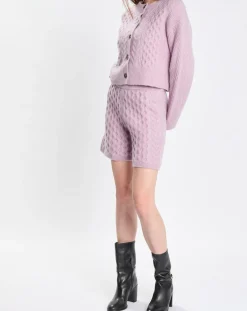 Femme Marc O'Polo Cardigan en Laine mélangée à torsades rose