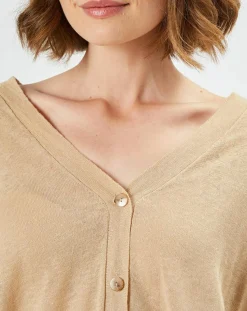 Clearance Maison Anje Cardigan en Lin & Coton Letrope latte