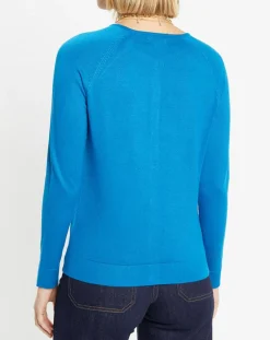 Femme Galeries Lafayette Cardigan en Maille fine Fanny bleu moyen