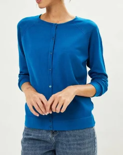 Femme Galeries Lafayette Cardigan en Maille fine Fanny bleu moyen