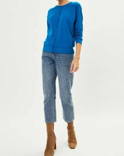 Femme Galeries Lafayette Cardigan en Maille fine Fanny bleu moyen