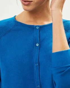 Femme Galeries Lafayette Cardigan en Maille fine Fanny bleu moyen