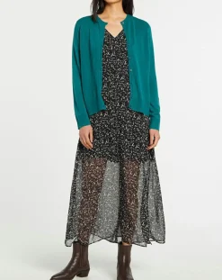 Femme Galeries Lafayette Cardigan en Maille fine Fanny vert foncé