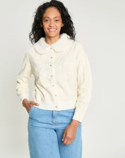 Femme Manoush Cardigan Maille Dentelle ecru