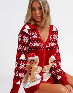 Femme Mr Wonderful Cardigan Noël rouge