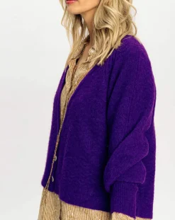 Clearance Lauren Vidal Cardigan Store violet