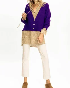 Clearance Lauren Vidal Cardigan Store violet