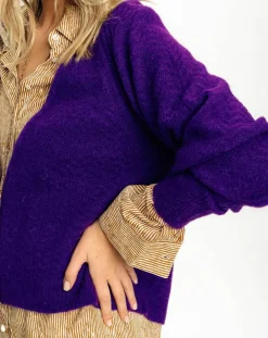 Clearance Lauren Vidal Cardigan Store violet