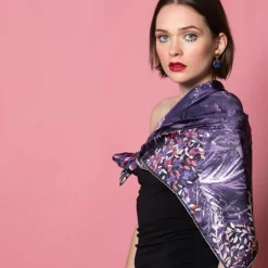 Clearance Petrusse Carré 100% Soie Idylle lilas - 105x105 cm