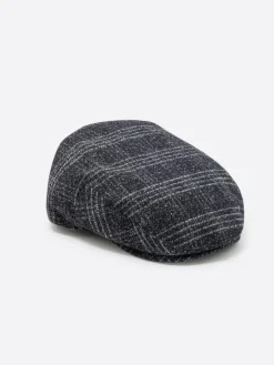 Homme Devred Casquette plate à carreaux bleu marine