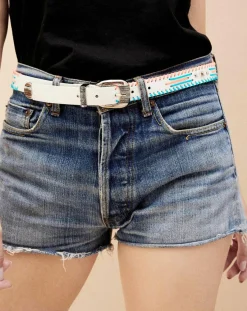 Wild Ceinture en Cuir Dinka blanche