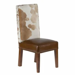Bois & Chiffons Chaise à haut dossier en peau de vache Acacia Savage Naturel - 46x50x109 cm