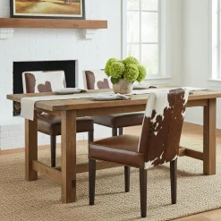 Bois & Chiffons Chaise à haut dossier en peau de vache Acacia Savage Naturel - 46x50x109 cm