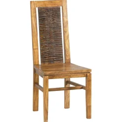 Bois & Chiffons Chaise bois sculpté bicolore acacia maya brun/miel - 45x43x103 cm