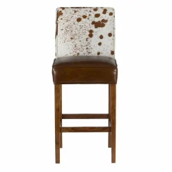 Sale Bois & Chiffons Chaise de bar en acacia et peau de vache Acacia Savage Marron - 46x50x114 cm