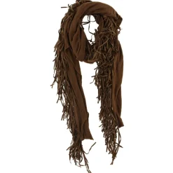 Femme Hotel Particulier Écharpe avec franges en Cuir camel - 220x92 cm