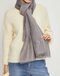 Femme Petrusse Écharpe Écharpe en Lin & Coton Olaf Orage grise - 60x190 cm